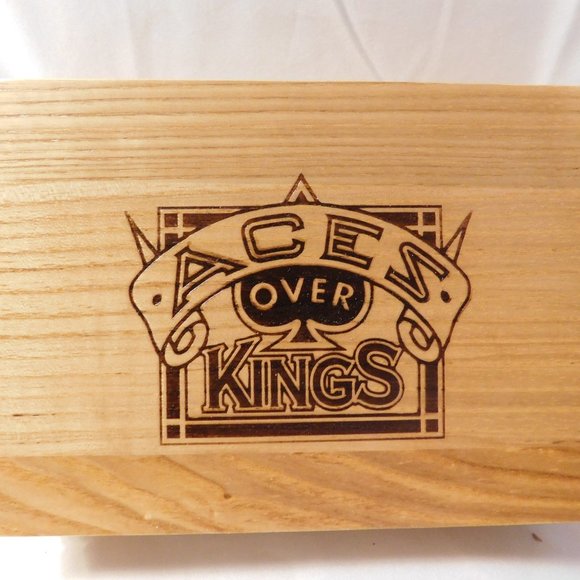 Aces Over Kings Two Decks of Poker Cards in Wood Box Sealed Decks - Picture 1 of 8